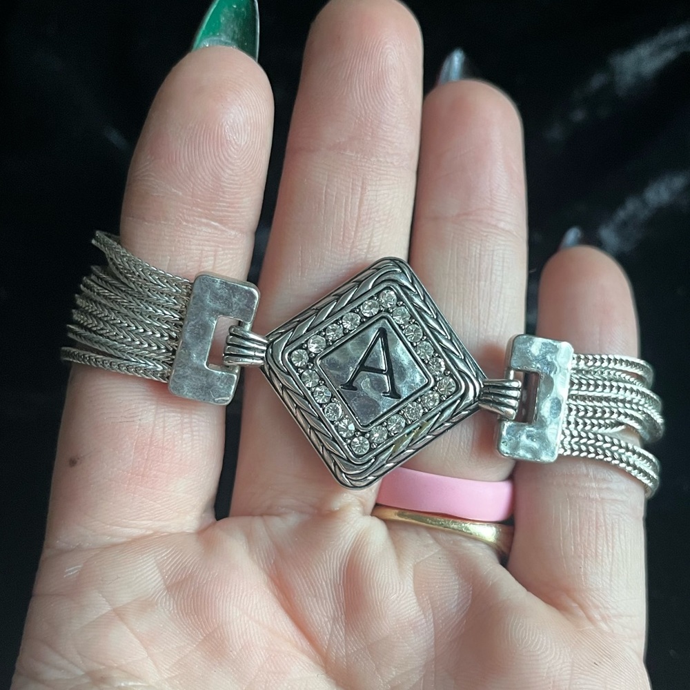“A” Silver chain bracelet